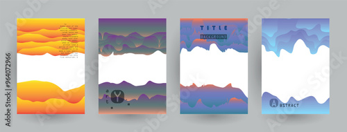 Modern abstract covers set, Modern colorful wave liquid flow poster. Cool gradient shapes composition, vector covers design.	