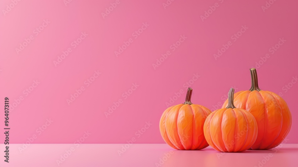 A Halloween holiday card with a picture of pumpkins on a pink background. A Halloween greeting poster in a minimalist style. A Halloween holiday card with a picture of pumpkins on a pink background. A Halloween greeting poster in a minimalist style.