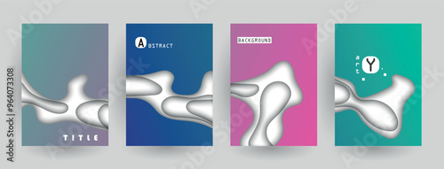 Modern abstract covers set, Modern colorful wave liquid flow poster. Cool gradient shapes composition, vector covers design.	