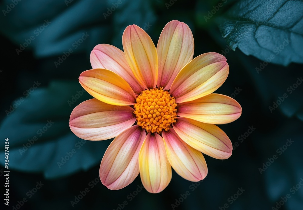 yellow and pink petal flower blooming in the garden, with green leaves yellow and pink petal flower blooming in the garden, with green leaves