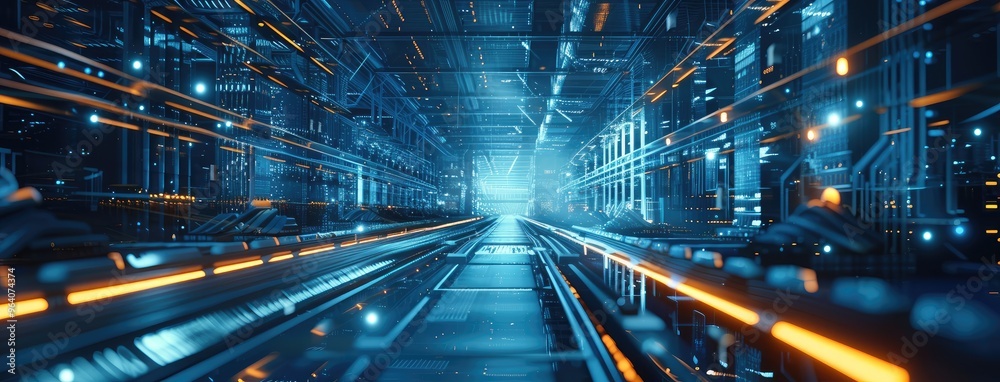 Futuristic Server Room with Modern Data Center Technology Futuristic Server Room with Modern Data Center Technology