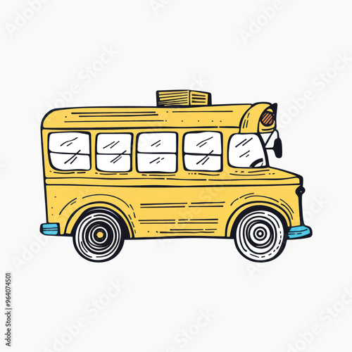 Vintage yellow school bus illustration