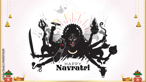 Happy Navratri. India kolkata west bengal festival of Goddess Durga Kali puja background. photo