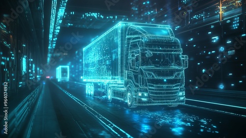 futuristic shipping road hologram