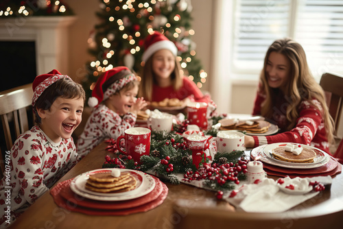 Festive family Christmas breakfast filled with joy and laughter (christmas-tree)