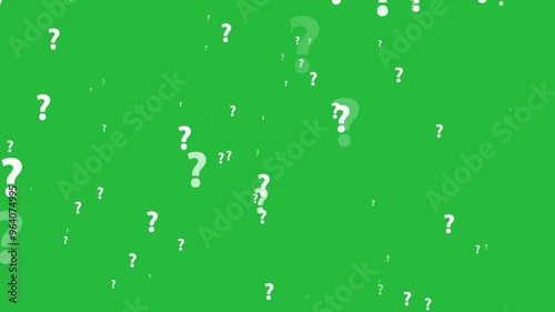 Question marks Animation moving on alpha channel green screen background. 