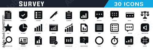 Survey icon design set, Survey black fill icons pack