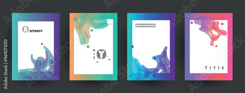 Modern abstract covers set, Modern colorful wave liquid flow poster. Cool gradient shapes composition, vector covers design.	
