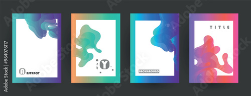 Modern abstract covers set, Modern colorful wave liquid flow poster. Cool gradient shapes composition, vector covers design.	