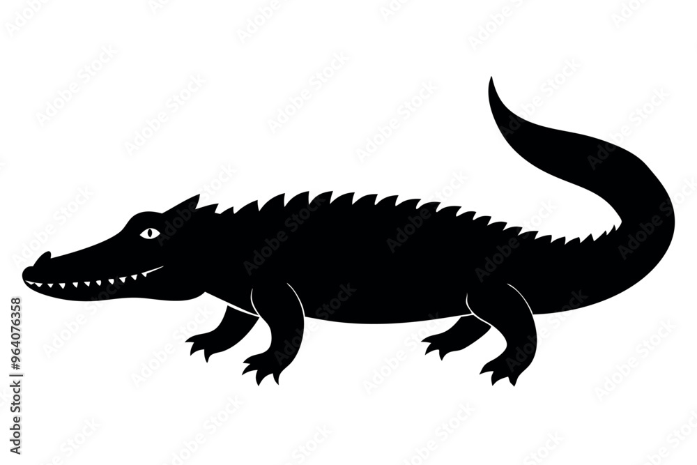 Crocodile silhouette vector illustration.
Crocodile silhouette vector illustration.