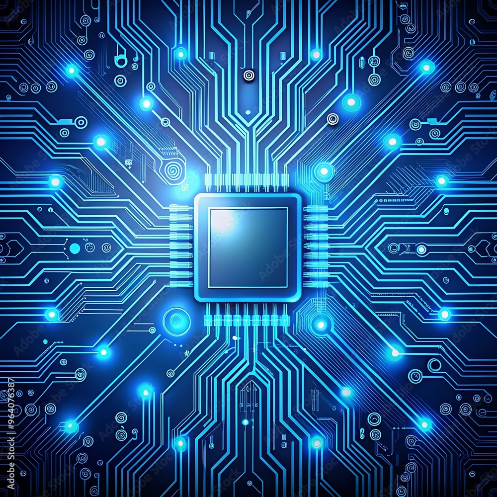 Abastract AI circuit board background. Technology connected blue lines with electronics elements on tech bg. Computer motherboard with a chip, processor, Ai Generated Abastract AI circuit board background. Technology connected blue lines with electronics elements on tech bg. Computer motherboard with a chip, processor, Ai Generated