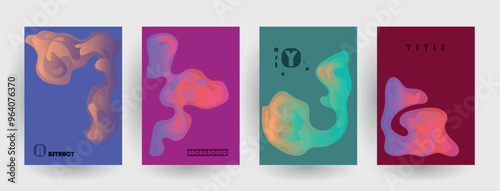 Modern abstract covers set, Modern colorful wave liquid flow poster. Cool gradient shapes composition, vector covers design.	