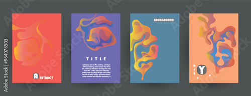 Modern abstract covers set, Modern colorful wave liquid flow poster. Cool gradient shapes composition, vector covers design.	