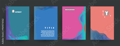 Modern abstract covers set, Modern colorful wave liquid flow poster. Cool gradient shapes composition, vector covers design.	