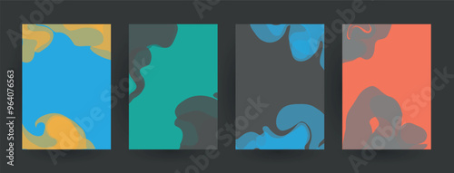 Modern abstract covers set, Modern colorful wave liquid flow poster. Cool gradient shapes composition, vector covers design.	