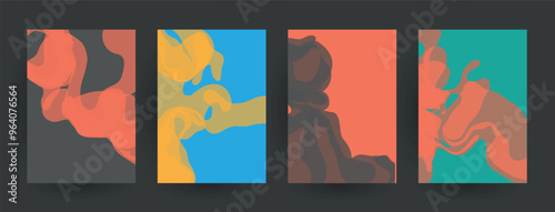 Modern abstract covers set, Modern colorful wave liquid flow poster. Cool gradient shapes composition, vector covers design.	