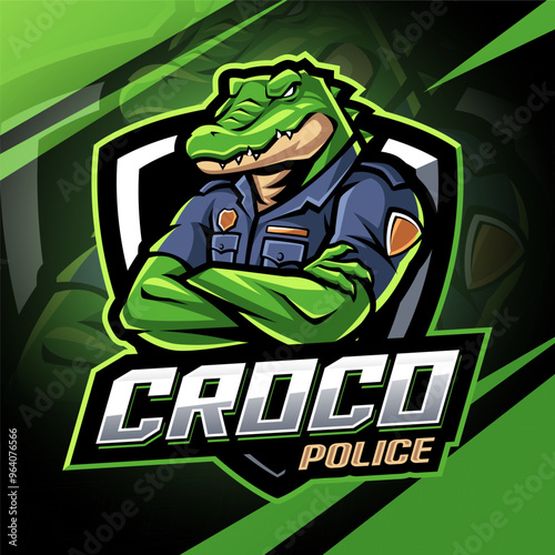 Crocodile police esport mascot logo design