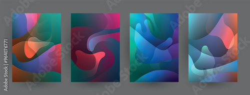 Modern abstract covers set, Modern colorful wave liquid flow poster. Cool gradient shapes composition, vector covers design.	
