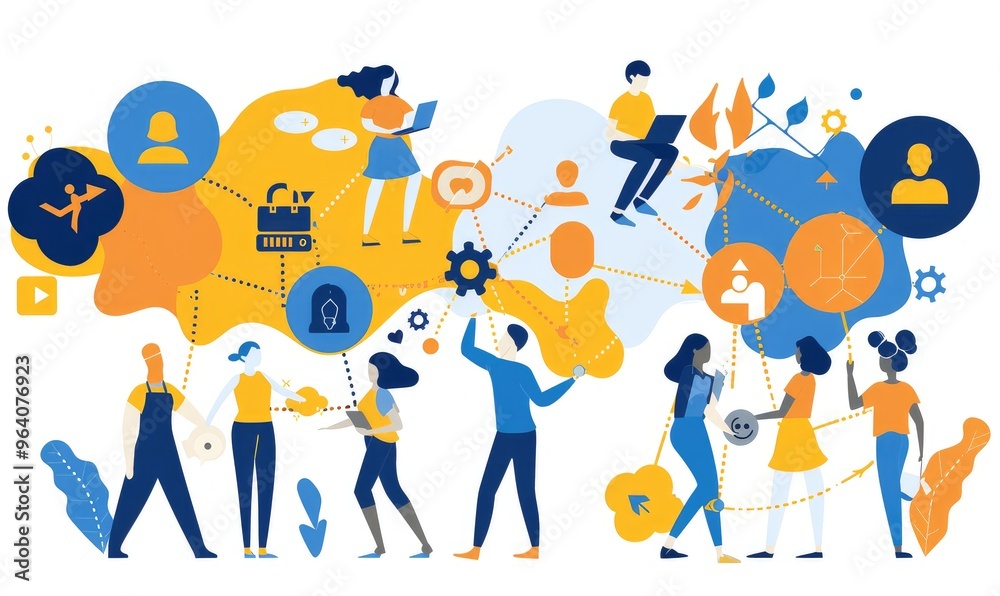 Creative Team Collaboration and Networking Illustration Creative Team Collaboration and Networking Illustration