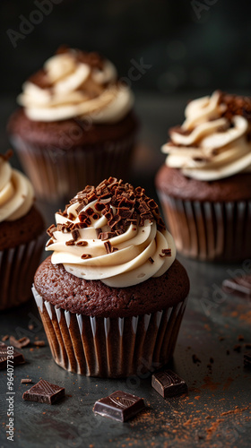 chocolate muffins with chocolate frosting