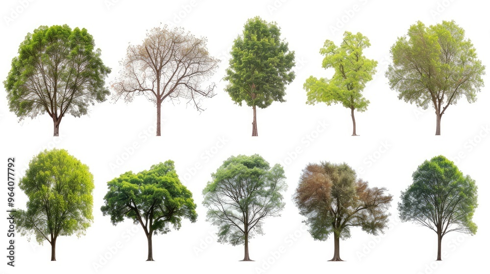 Different Tree Species Isolated on White for Design Different Tree Species Isolated on White for Design