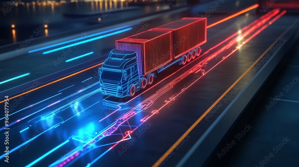 Fototapeta premium futuristic shipping road hologram