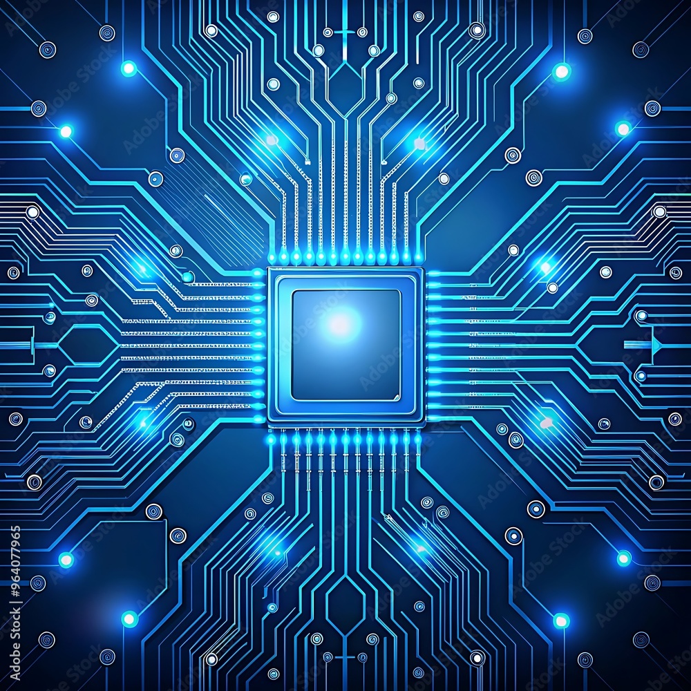 Abastract AI circuit board background. Technology connected blue lines with electronics elements on tech bg. Computer motherboard with a chip, processor, Ai Generated Abastract AI circuit board background. Technology connected blue lines with electronics elements on tech bg. Computer motherboard with a chip, processor, Ai Generated