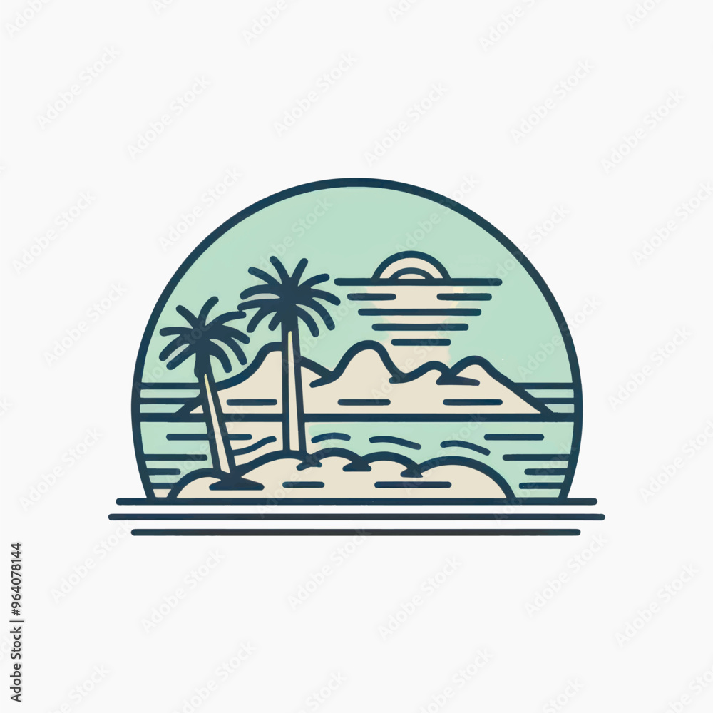 Obraz premium Minimalist tropical island illustration