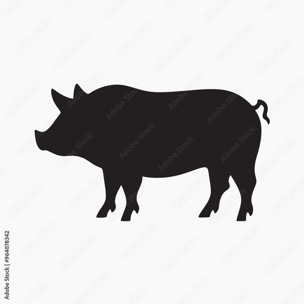 Silhouette pig farm animal icon Silhouette pig farm animal icon