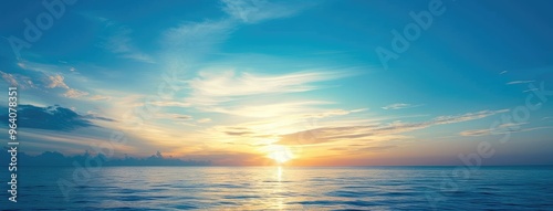 Tranquil Ocean Sunset Panoramic View