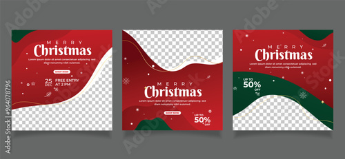 merry christmas sale social media web banner instagram post template 