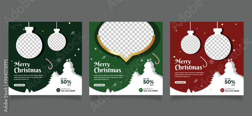 merry christmas sale social media web banner instagram post template 