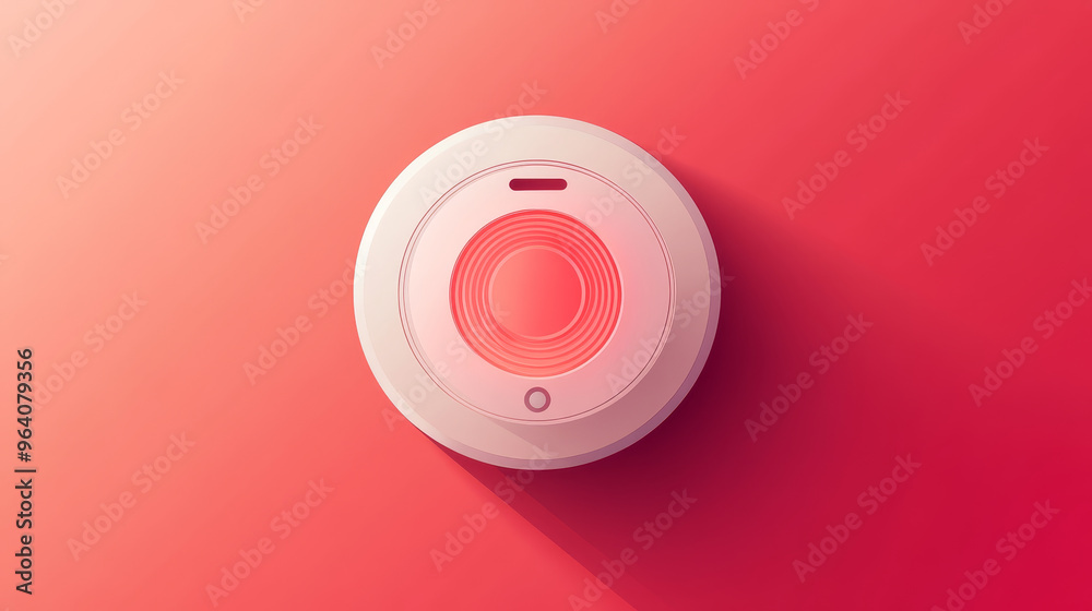 Fire detector for home protection with modern flat design, featuring red indicator light. Fire detector for home protection with modern flat design, featuring red indicator light.