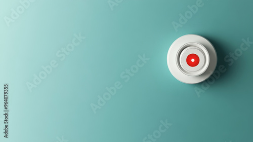 Home fire detector with red indicator on teal background photo