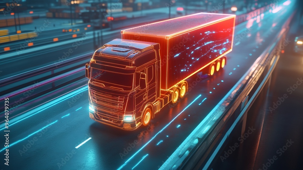 Fototapeta premium futuristic shipping road hologram