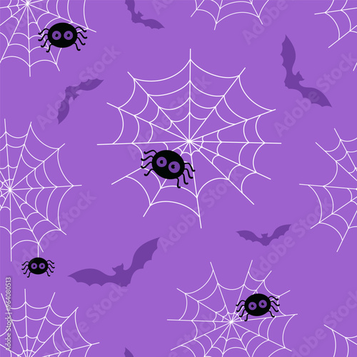 halloween seamless pattern with spiders