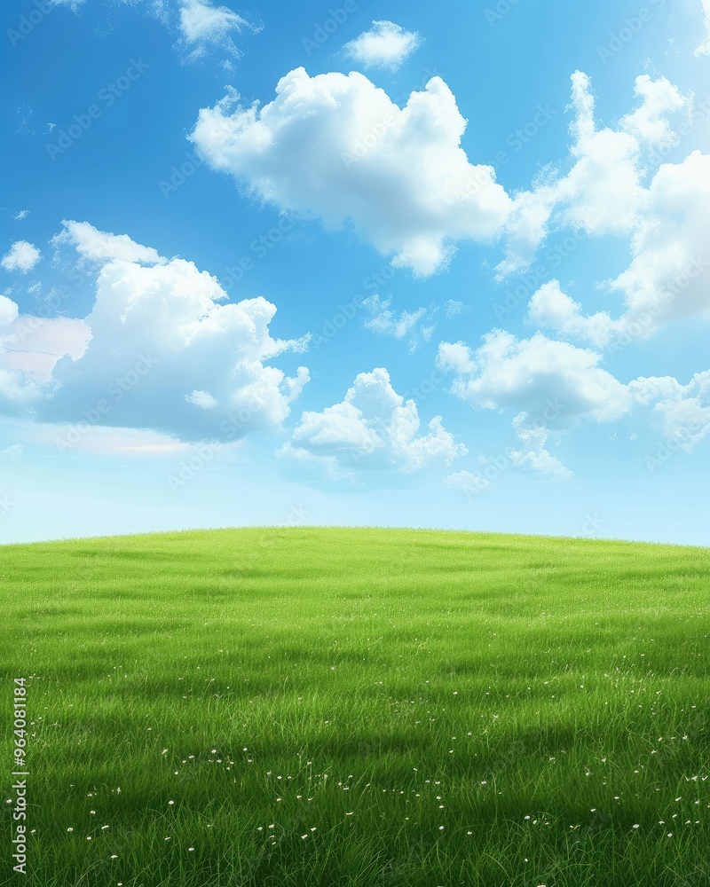 Obraz premium Serene Green Field and Expansive Blue Sky