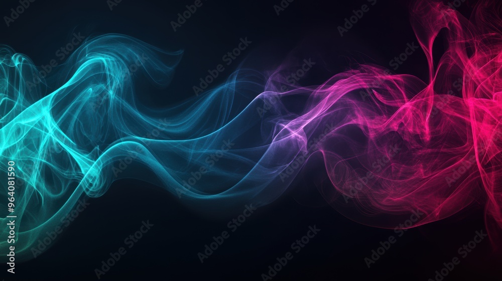 Vivid blue red abstract smoke swirls on black background Vivid blue red abstract smoke swirls on black background