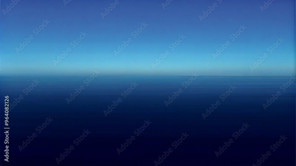 Serene ocean horizon with gradient blue sky and calm water surface Serene ocean horizon with gradient blue sky and calm water surface