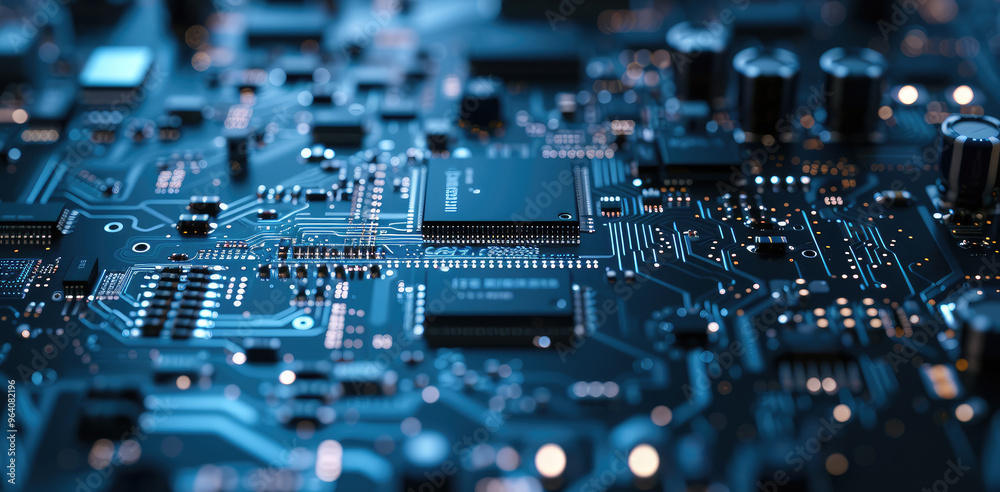 Close-Up of High-Tech Electronic Circuit Board Close-Up of High-Tech Electronic Circuit Board