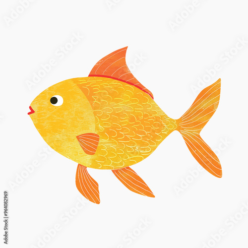 Colorful illustrated goldfish art