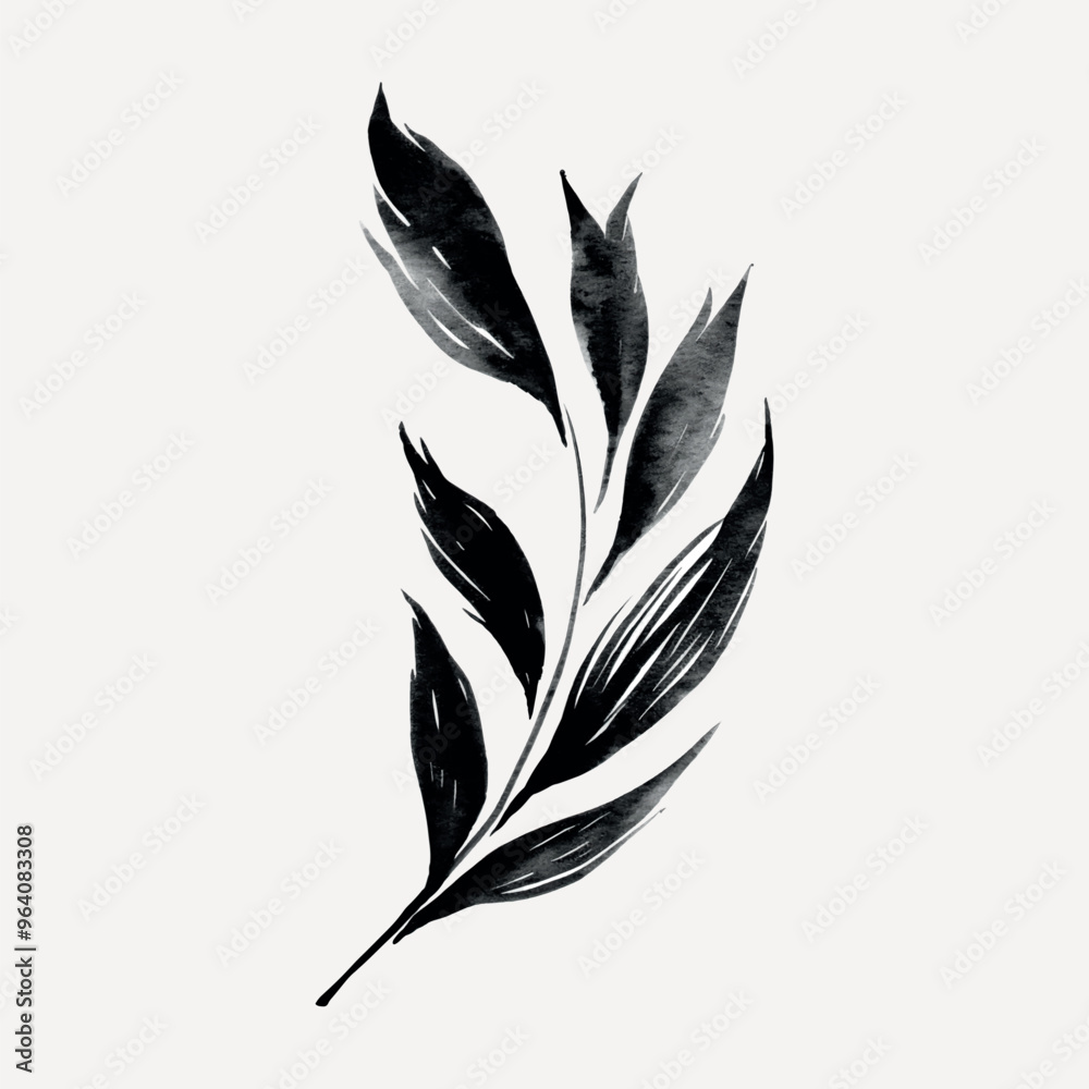 Obraz premium Monochrome botanical leaf illustration