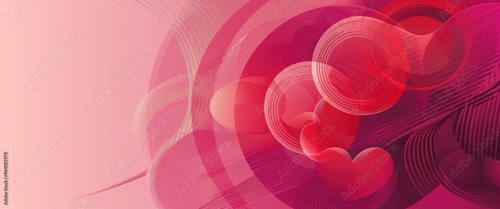 Modern Red Abstract Art with Circles and Lines Modern Red Abstract Art with Circles and Lines