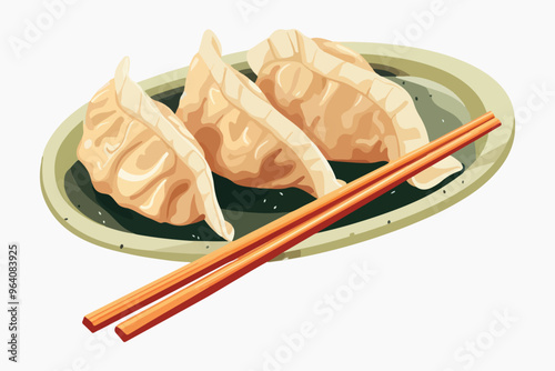 Delicious dumplings with chopsticks