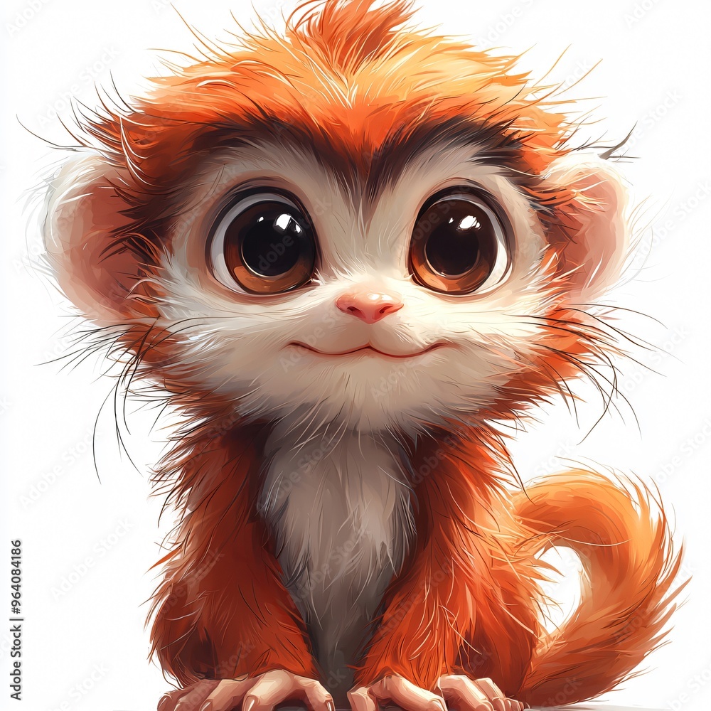Cute Cartoon Monkey with Big Brown Eyes Cute Cartoon Monkey with Big Brown Eyes