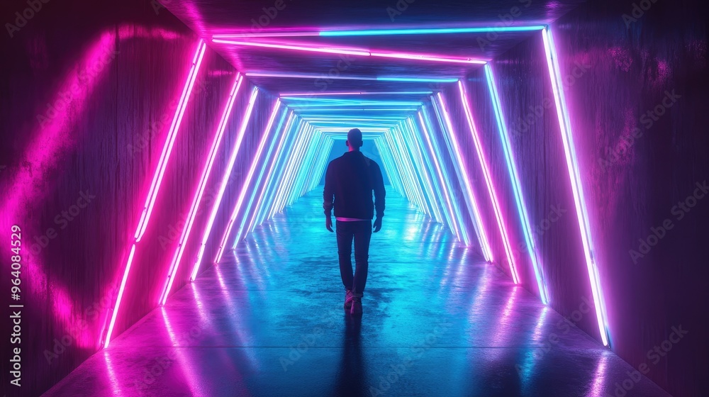 Neon lights creating an urban abstract scene Neon lights creating an urban abstract scene