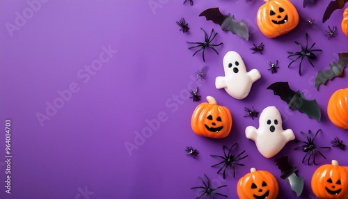 かわいいハロウィーンの紫背景