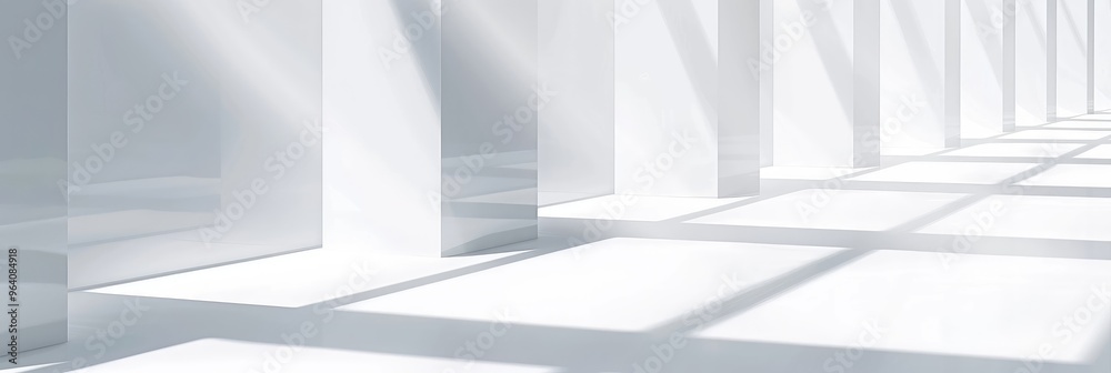 Fototapeta premium Contemporary White Building Interior Shadows