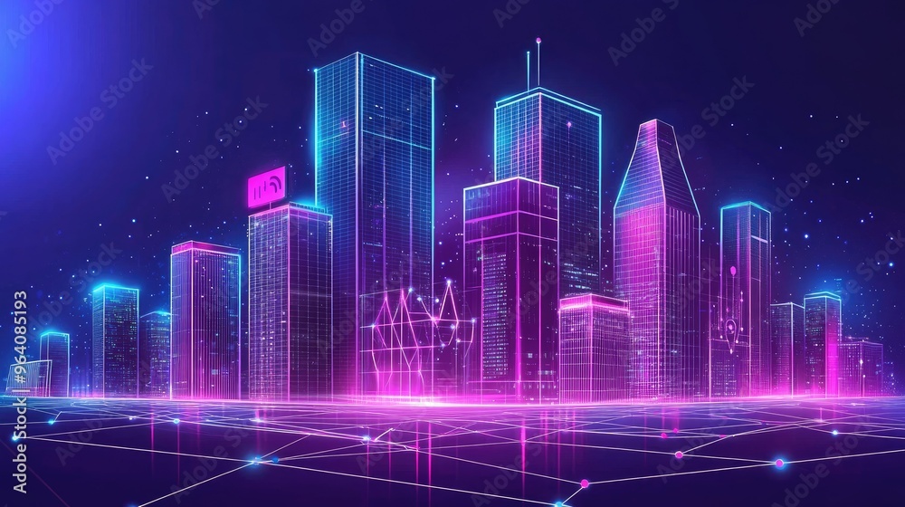 online smart digital city illustration connect network futuristic line online smart digital city illustration connect network futuristic line