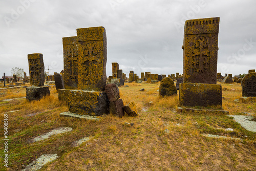 View of Noratus cemetery in Armenia photo